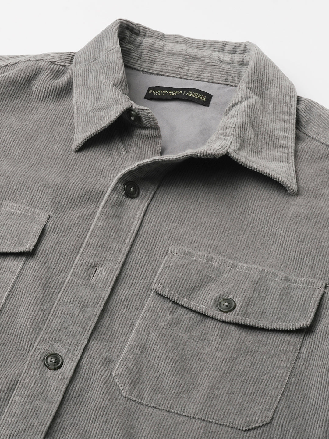 Men's Corduroy Grey 100% Cotton Regular Fit Jackets