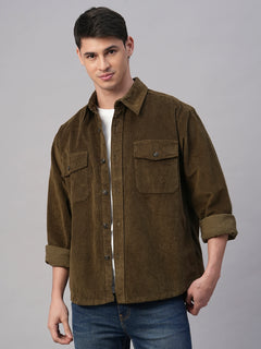 Men's 100% Cotton Regular Fit Jackets Corduroy Olive