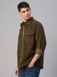 Men's 100% Cotton Regular Fit Jackets Corduroy Olive