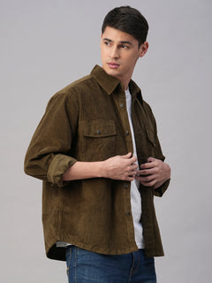 Men's 100% Cotton Regular Fit Jackets Corduroy Olive