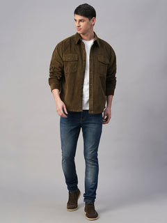 Men's 100% Cotton Regular Fit Jackets Corduroy Olive
