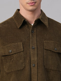 Men's 100% Cotton Regular Fit Jackets Corduroy Olive