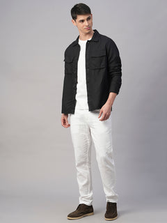 Men's Pure Linen Regular Fit Light Weight Summer Jacket Black