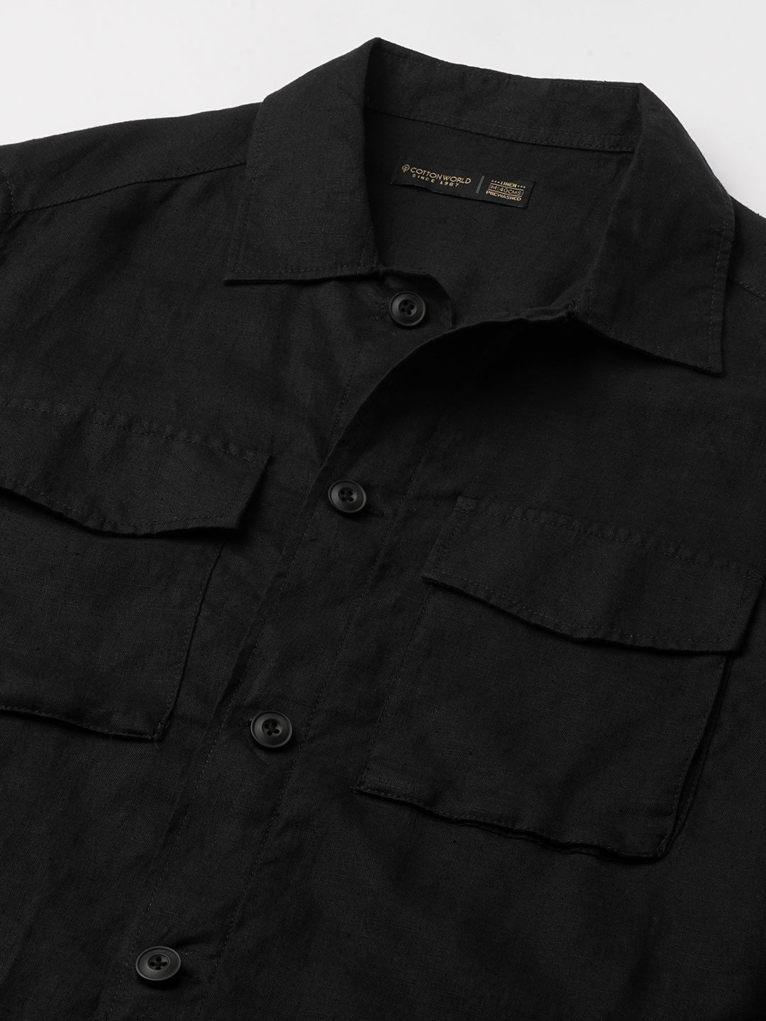 Men's Black Pure Linen Regular Fit Light Weight Summer Jacket
