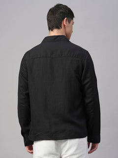 Men's Pure Linen Regular Fit Light Weight Summer Jacket Black