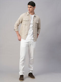 Men's Pure Linen Regular Fit Light Weight Summer Jacket Natural