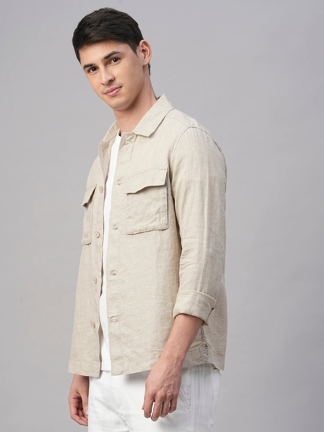 Men's Natural Pure Linen Regular Fit Light Weight Summer Jacket