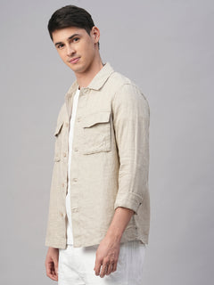 Men's Pure Linen Regular Fit Light Weight Summer Jacket Natural