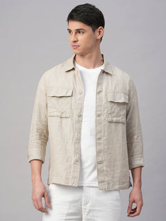 Men's Pure Linen Regular Fit Light Weight Summer Jacket Natural