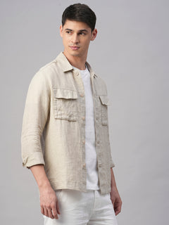 Men's Pure Linen Regular Fit Light Weight Summer Jacket Natural