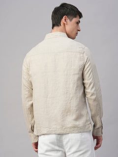 Men's Pure Linen Regular Fit Light Weight Summer Jacket Natural