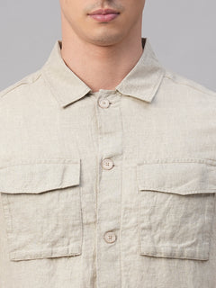Men's Pure Linen Regular Fit Light Weight Summer Jacket Natural