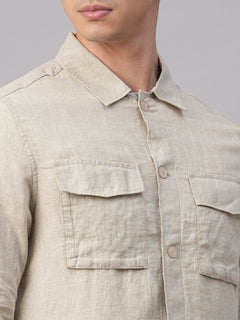 Men's Pure Linen Regular Fit Light Weight Summer Jacket Natural