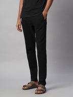 Men's Black 100% Cotton Regular Fit Knit pant