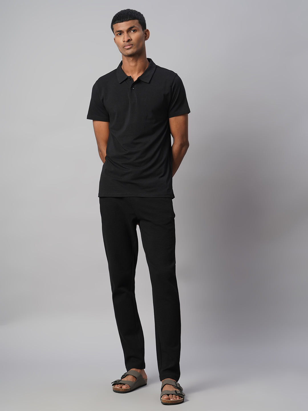 Men's Black 100% Cotton Regular Fit Knit pant
