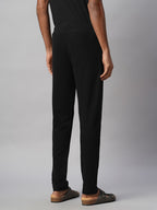 Men's Black 100% Cotton Regular Fit Knit pant