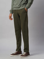 Men's Green 100% Cotton Regular Fit Knit pant