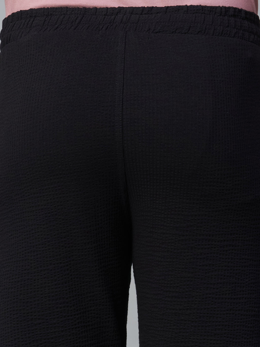 Men's Black Cotton Elastane Regular Fit Knit Shorts