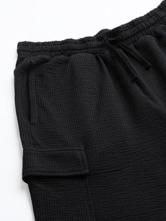 Men's Cotton Elastane Regular Fit Knit Shorts Black