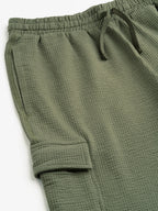 Men's Olive Cotton Elastane Regular Fit Knit Shorts