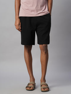 Men's 100% Cotton Regular Fit Knit Shorts Black
