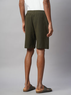 Men's 100% Cotton Regular Fit Knit Shorts Green