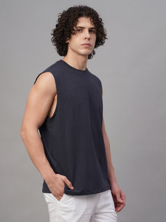 Men's Cotton Bamboo Elastane Regular Fit Knit Vest Navy