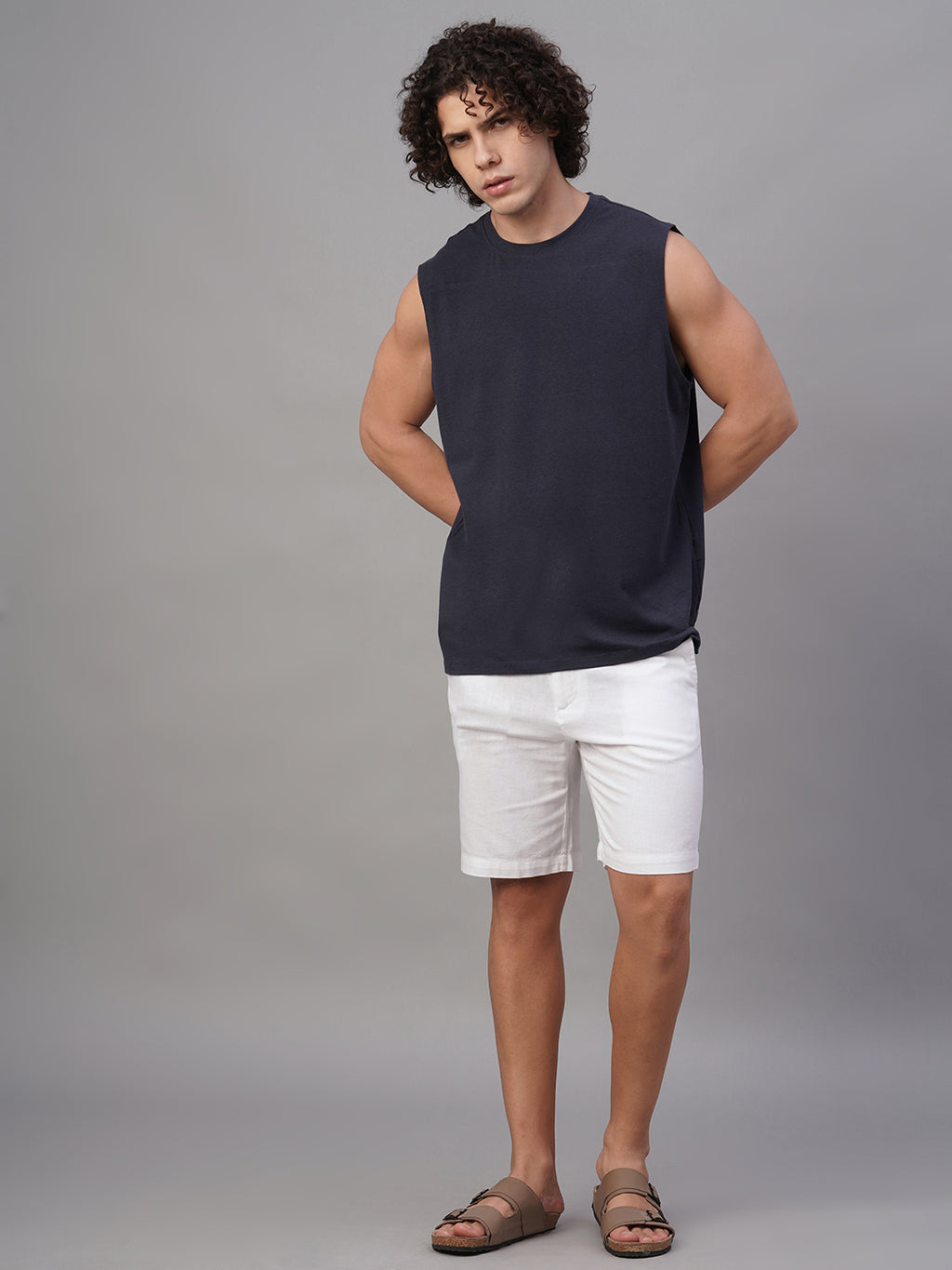 Men's Navy Cotton Bamboo Elastane Regular Fit Knit Vest
