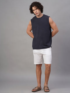 Men's Cotton Bamboo Elastane Regular Fit Knit Vest Navy
