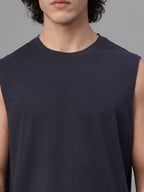 Men's Navy Cotton Bamboo Elastane Regular Fit Knit Vest