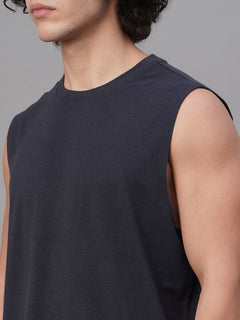 Men's Cotton Bamboo Elastane Regular Fit Knit Vest Navy