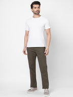 Men's Cotton Lycra Olive Regular Fit Pant