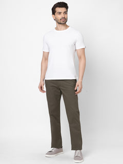 Men's Lycra Regular Fit Pant Cotton Olive