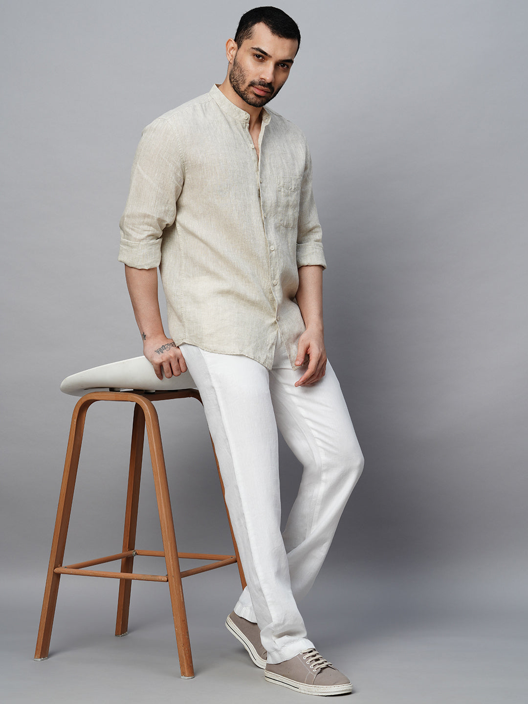 Men's 100% Linen White Regular Fit Pant