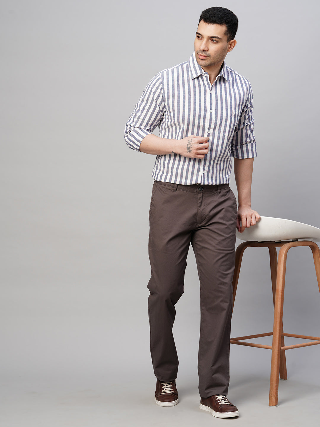 Men's Cotton Lycra Slate Regular Fit Pant