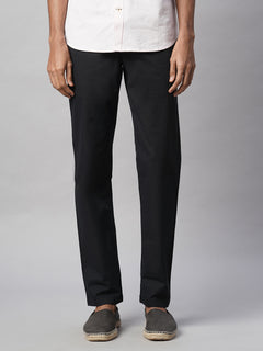 Men's Black Cotton Lycra Regular Fit Pant