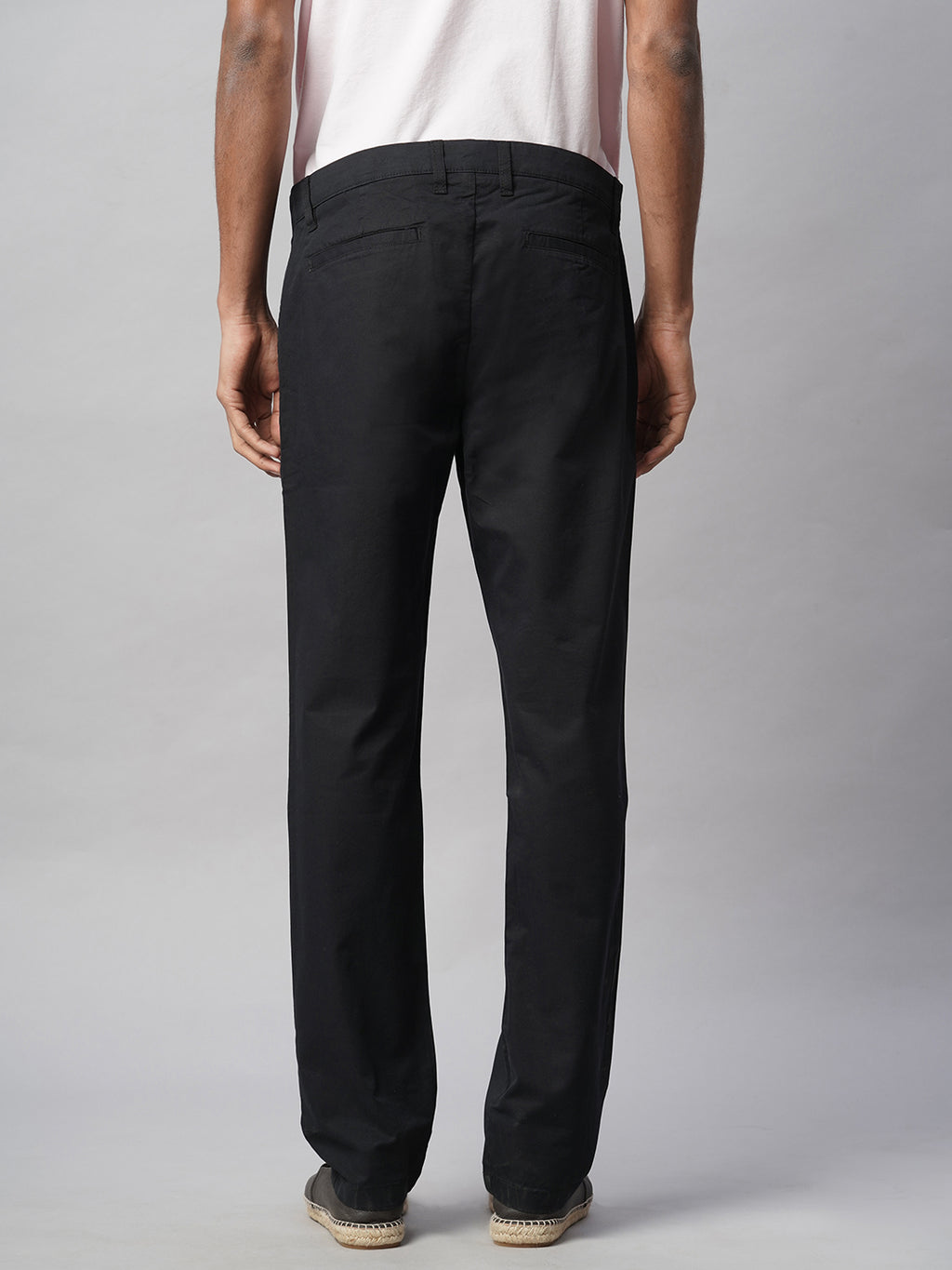 Men's Black Cotton Lycra Regular Fit Pant