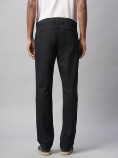 Men's Black Cotton Lycra Regular Fit Pant
