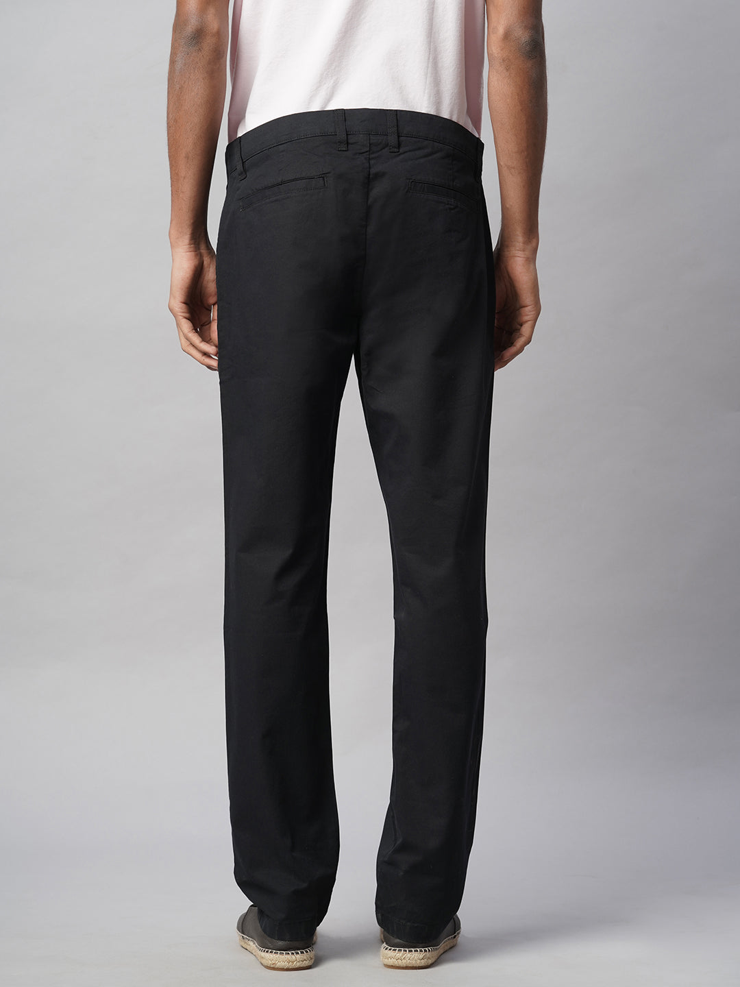 Men's Black Cotton Lycra Regular Fit Pant