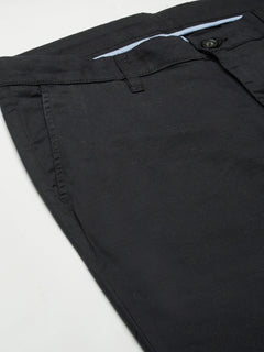 Men's Black Cotton Lycra Regular Fit Pant