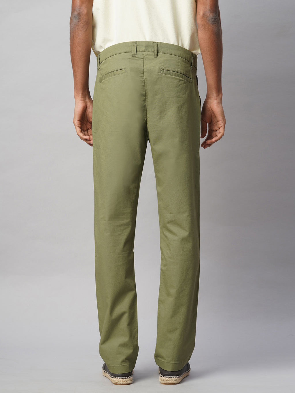 Men's Olive Cotton Lycra Regular Fit Pant