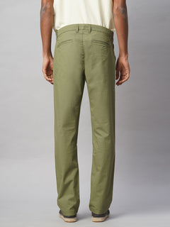 Men’s Cotton Lycra Regular Fit Side And Back Pockets Pant Olive