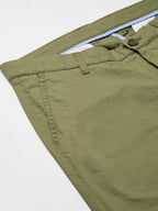 Men's Olive Cotton Lycra Regular Fit Pant