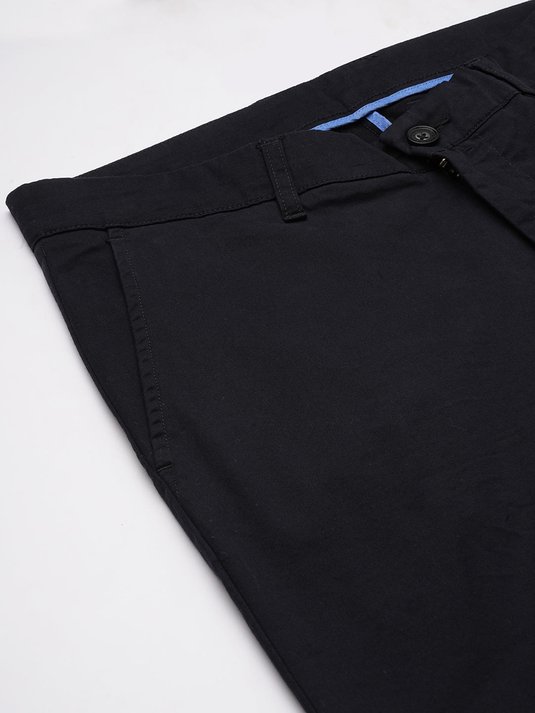 Men's Black Cotton Lycra Regular Fit Pant