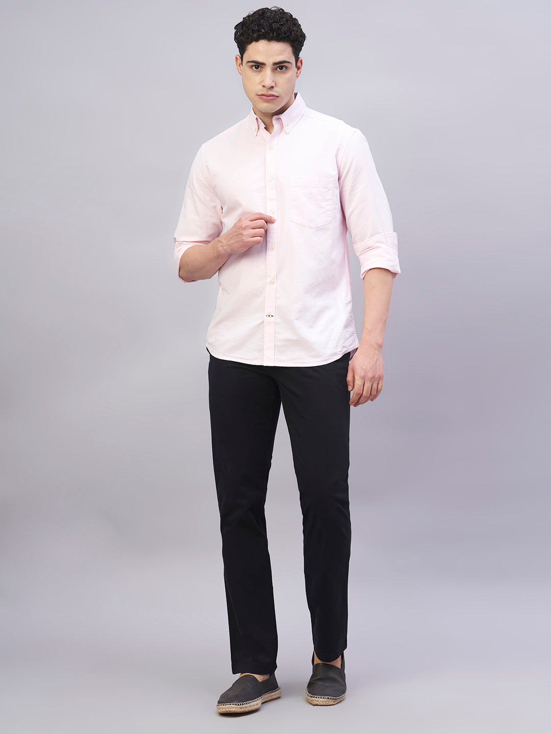 Men's Black Cotton Lycra Regular Fit Pant