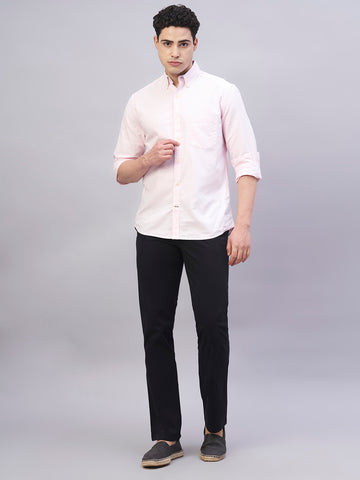 Men's Black Cotton Lycra Regular Fit Pant