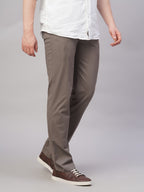 Men's Brown Cotton Lycra Regular Fit Pant