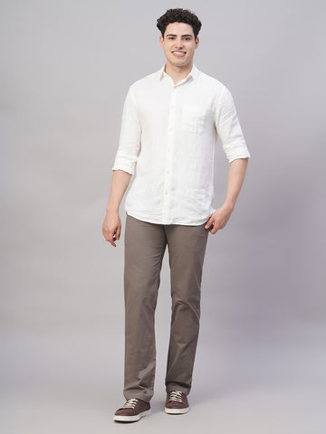 Men's Brown Cotton Lycra Regular Fit Pant