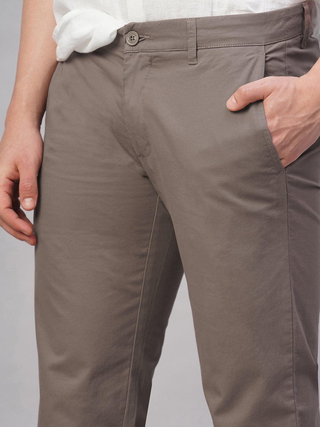 Men's Brown Cotton Lycra Regular Fit Pant
