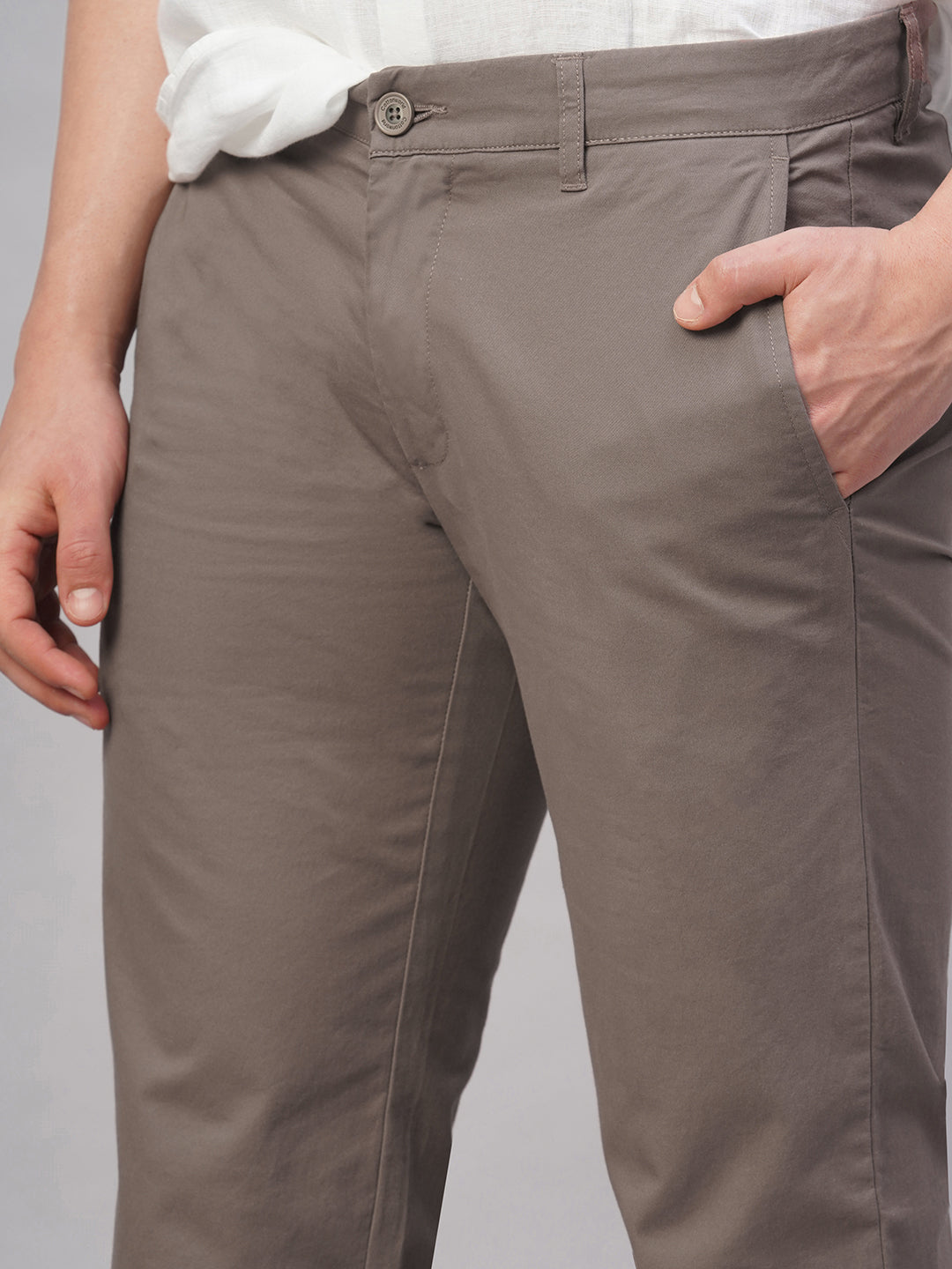 Men's Brown Cotton Lycra Regular Fit Pant
